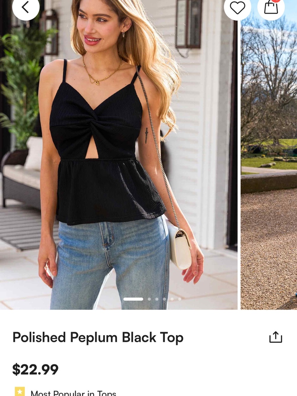 Cupshe Polished Peplum Black Tank Top - Women's Spaghetti Strap nwt size xl